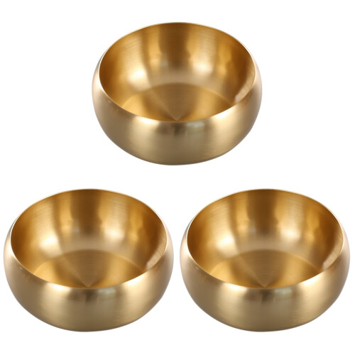 3Pcs Brass Tea Cup Basin Golden Decorative Tea Ceremony Bowl 2