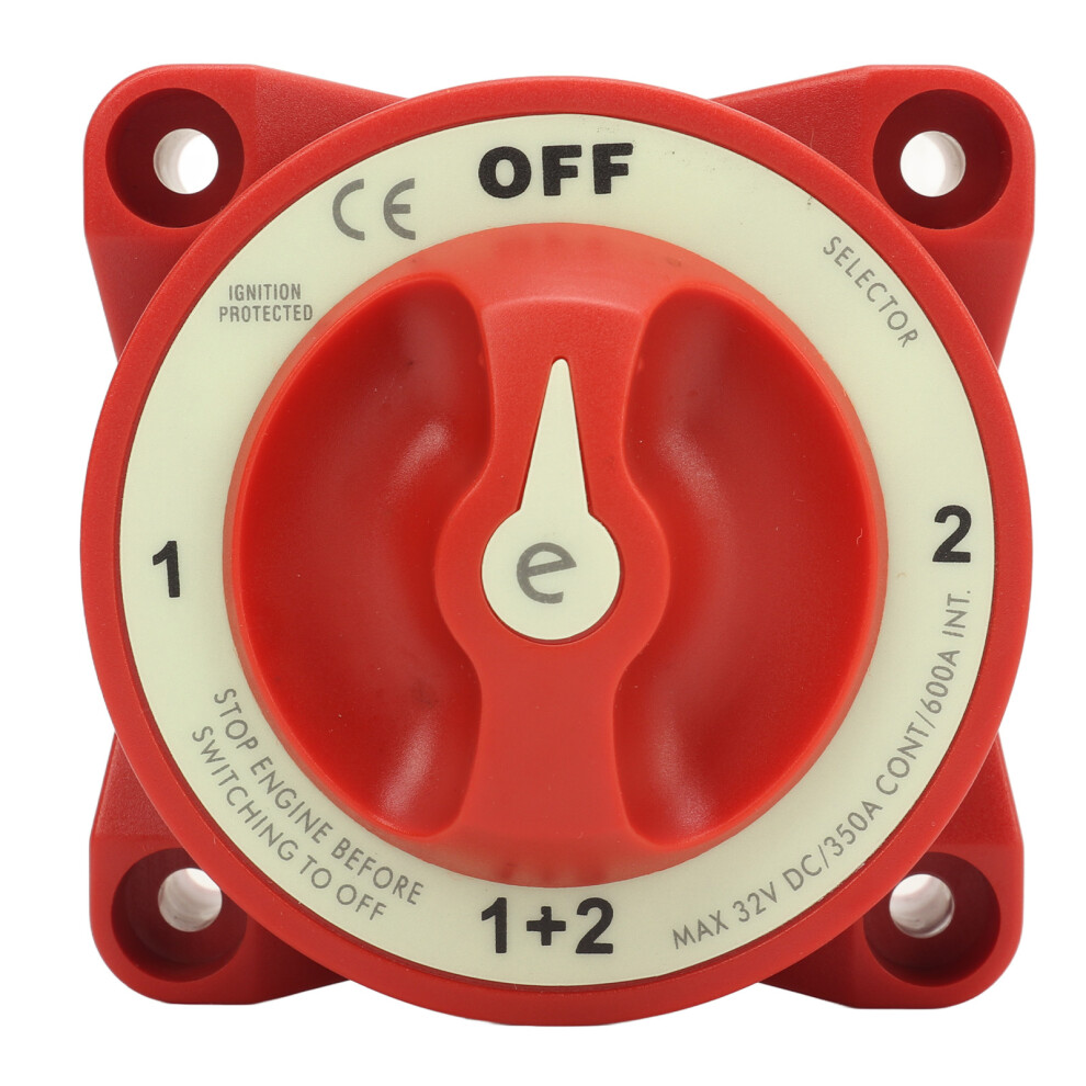 Battery Selector Switch Rotary Knob 3 Studs 350A 32V For Rv Marine Red 5031389580048