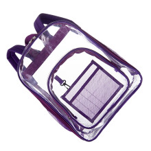 1Clear Bookbag Paarse PVC Rugzak Met Vakken En Verstelbare Band
