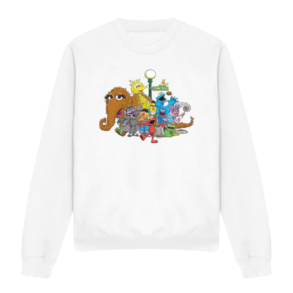Sesame Street (S, ) Unisex Adult Street Light Sweatshirt White