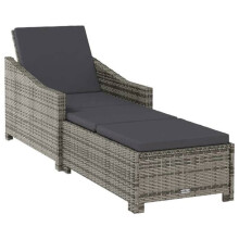 Transatlántico chaise longue tumbona cama de jardín terraza mueble de exterior con cojín gris