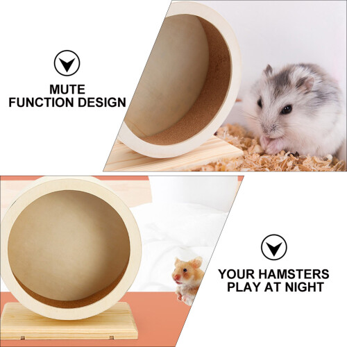 Roue D'exercice Silencieuse En Bois Pour Hamster, Couleur Beige 2