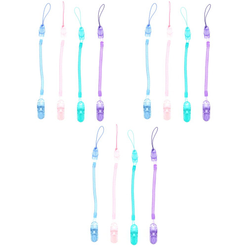 12Pcs Silicone Baby Pacifier Clips Assorted Colors Safe Badge Clips 2