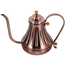2Pcs Stainless Steel Coffee Kettles Light Brown Long Spout Home Use