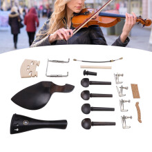 Kit di violino da 15 pezzi, taglie 3/4 e 4/4, dimensione piena, ebano e argento