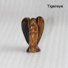 (Tiger Eye)Geschnitzte Kristall Schutzengel Figur Taschenstein Heilung Handwerk 15" Statue