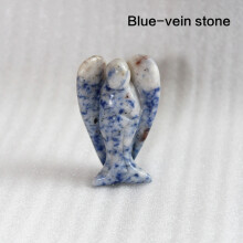 (Blue-vein Stone)Geschnitzte Kristall Schutzengel Figur Taschenstein Heilung Handwerk 15" Statue