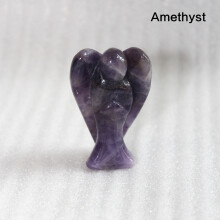 (Amethyst)Estatueta de anjo da guarda de cristal esculpida pedra de bolso estátua de artesanato de cura 15"
