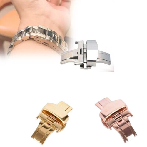 (Silver,18mm)Butterfly Buckle Watch Accessorie Double Buckle Stainless Steel Tool Durable 2