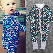 (Blue Puzzle Zipper Romper,24~36M)Pagliaccetto tutina body vestiti bambino ragazzo ragazza manica lunga cotone