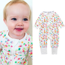 (Colorful polka dot zipper romper,18~24M)Pagliaccetto tutina body vestiti bambino ragazzo ragazza manica lunga cotone
