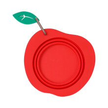 Portable Pet Food Water Bowl Silicone-Apple folding bowl