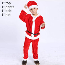 (Boy,150)Fantasias de Natal infantis roupa cosplay terno vermelho Papai Noel vestido menino crianças menina