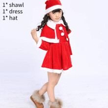 (Girl,120)Fantasias de Natal infantis roupa cosplay terno vermelho Papai Noel vestido menino crianças menina