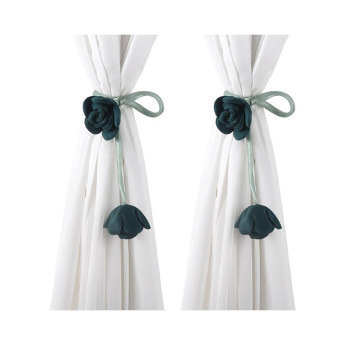 Classical Flower Shape Curtain Ties Polyester-2 dark green