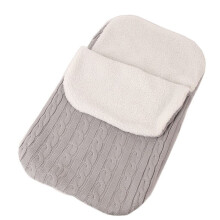 (Light Gray)Manta envolvente para cochecito de bebé tejida cálida bolsa de cochecito de bebé para dormir
