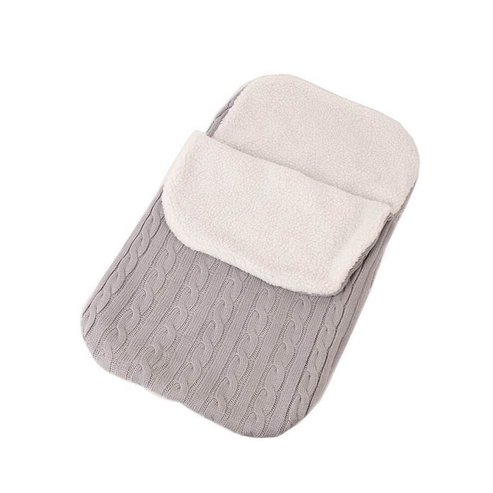 (Light Gray) Baby Swaddle Knit Stroller Wrap Blanket Warm Infant Pram Bag Sleeping