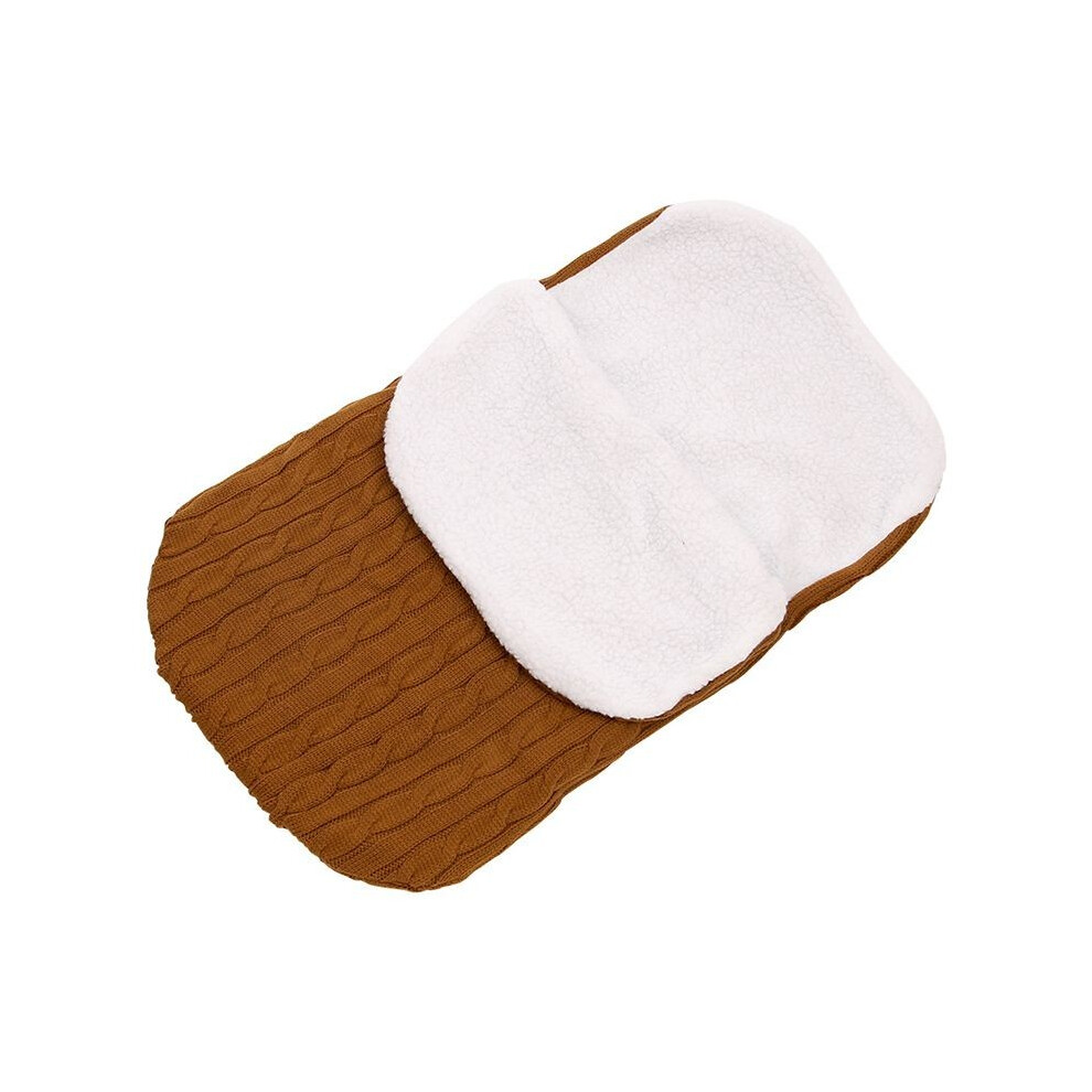 (Brown) Baby Swaddle Knit Stroller Wrap Blanket Warm Infant Pram Bag Sleeping