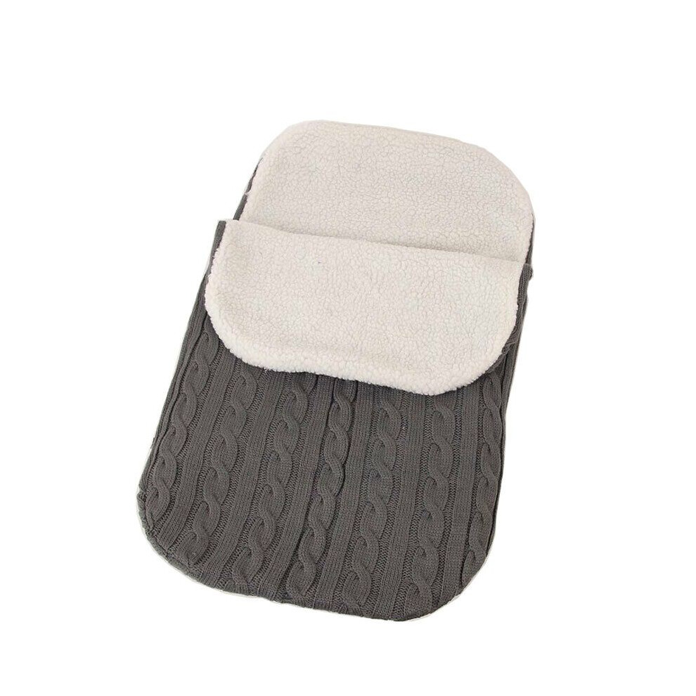 (Dark Gray) Baby Swaddle Knit Stroller Wrap Blanket Warm Infant Pram Bag Sleeping