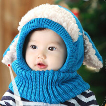 (Lake Blue)Gorra tejida con orejas de perro con bufanda otoño invierno mantener caliente sombrero moda transpirable