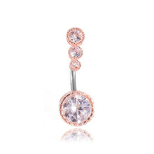 (StyleC)Anillo ombligo barra corazón cristal ombligo ombligo acero quirúrgico 316l circonita bisutería corporal