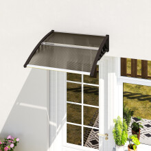 Outsunny Door Canopy Outdoor Awning Rain Shelter for Window Porch, Brown