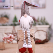 (Stripe Gray)Faceless Doll Christmas Decorations Home Ornament Xmas Gifts Hanging Doll Leg