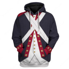 (Blue White,S)Historical Army Uniforms 3d Pattern Hoodie Cosplay Sweatershirt Men Women Jacket
