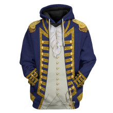 (Blue,2XL)Uniformes Históricos del Ejército Patrón 3D Sudadera con Capucha Juegos con disfraces Suéter Hombres Chaqueta Mujeres