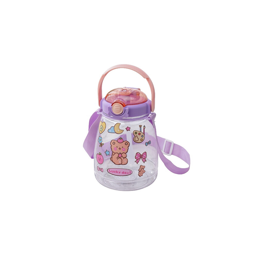 (Purple) Plastic 1300ml Water Cup With Large Capacity And Straw Perfect Daily For Use