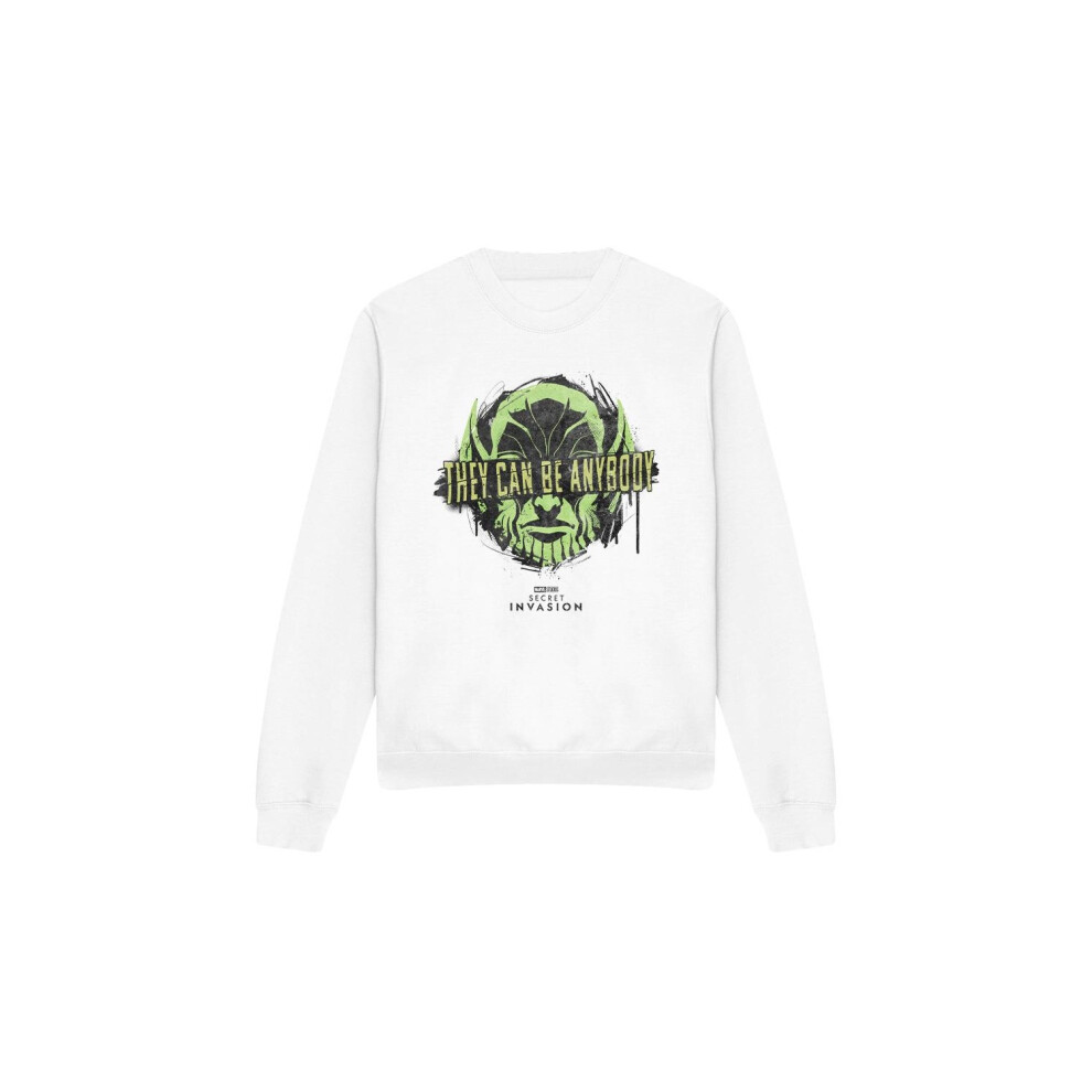 Marvel (S, White) Unisex Adult Secret Invasion Anybody Sweatshirt