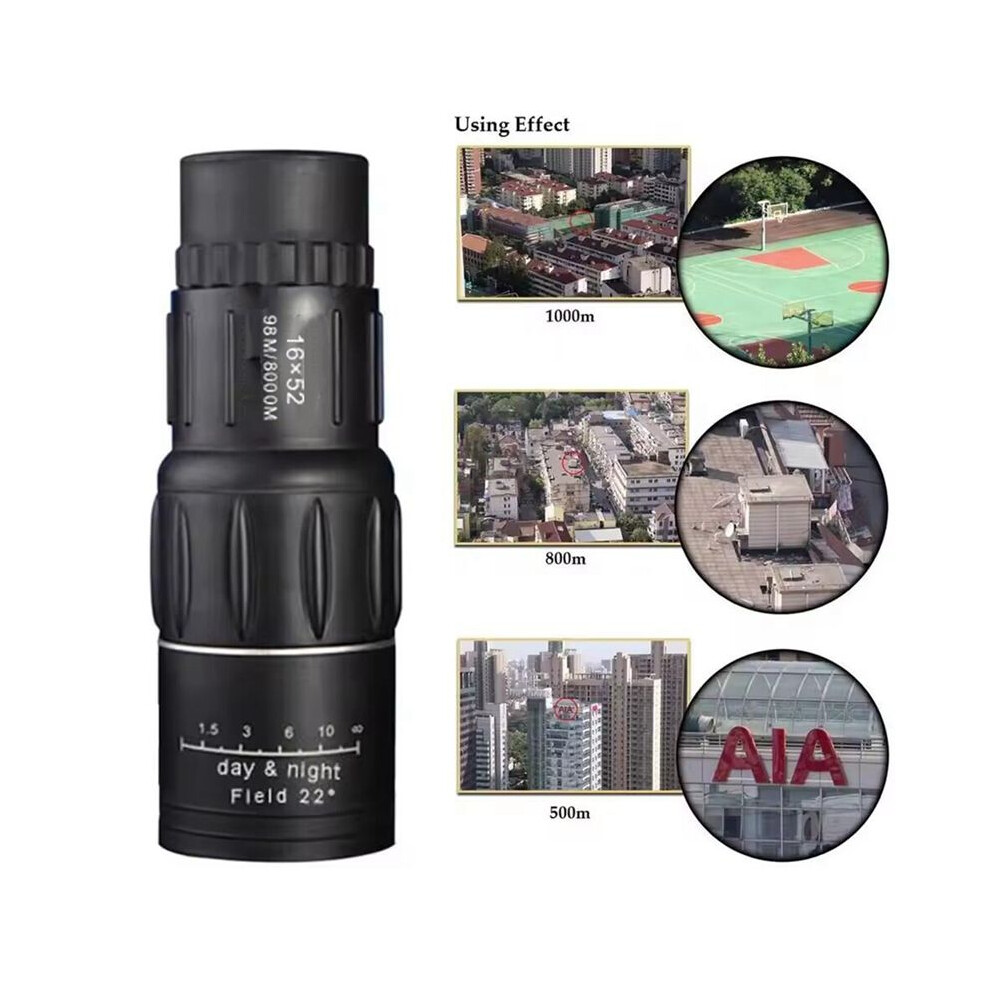 Powerful Monocular Telescope 16X52 Zoom Binoculars Long Range Night Spyglass For Outdoor Camping Bird Watching Tools Light 4851514161970