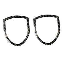 2X Car Exterior Front Logo Emblem Trim Cover Frame Black Carbon Fiber Fit for - Cayenne Macan 2014-2019