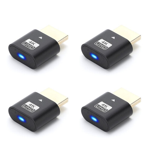 4X -Compatible 4K Dummy Plug with LED Light for  Cards, PC Accessories,Laptop Vistual Display Adapter C
