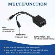 GPOE-48V10W PoE Converter Gigabit 12-24V to 48V Output Splitter for 802.3af or 48V Devices and Solar to PoE Conversion