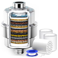 20-Traps Douchefilter-Douchekopfilter voor Hard Water, met 3 Vervangbare Filterpatronen, Ventilator, Douchewaterfilter