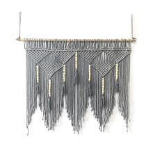 Macrame Wall Hanging Handwoven Bohemian Cotton Rope Boho Home Decor Gray