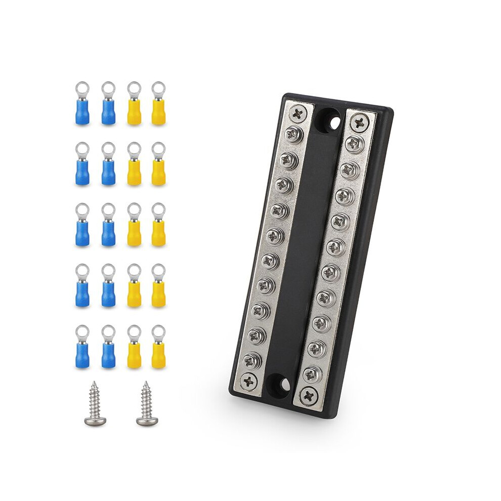 Battery Power Distribution Block Bus Bar Positive Negative 100A Circuit Busbar Power Terminal Block For Rv Boat Truck 6032481313953