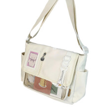 Sac à main en nylon de style scolaire japonais à la-Beau blanc