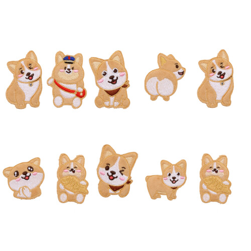 10Pcs Dog Embroidered Iron On Fabric Patches-Random styles