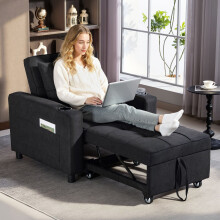 HOMCOM 3-in-1 Sofa Bed, Convertible Sleeper Chair with Adjustable Backrest