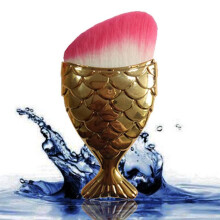 (Gold B)Mermaid Themed Cosmetic Brush Durable Plastic Handle Professional Supplies Home
