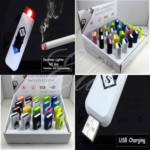 (Black)Nuevo Encendedor Electrónico Delgado Usb Recargable Cigarrillo Sin Llama 2