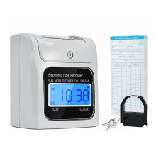 Employee Clocks for Small Business, Auto-Align Clock Punch Machine with 50-Piece Cards EU Plug