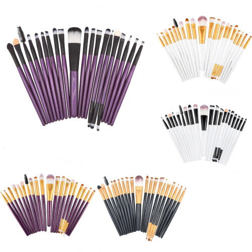(White Black)20 Eye Makeup Brushes Beauty Tools Eyeshadow Brush Long Rod Set Durable Gift 1