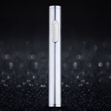 (Sliver)Isqueiro elétrico de metal sem chama plasma à prova de vento isqueiro USB recarga
