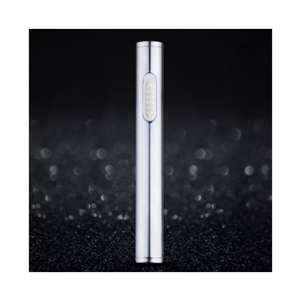 (Sliver) Electric Flameless Metal Cigarette Lighter Plasma Windproof Lighter Usb Recharge