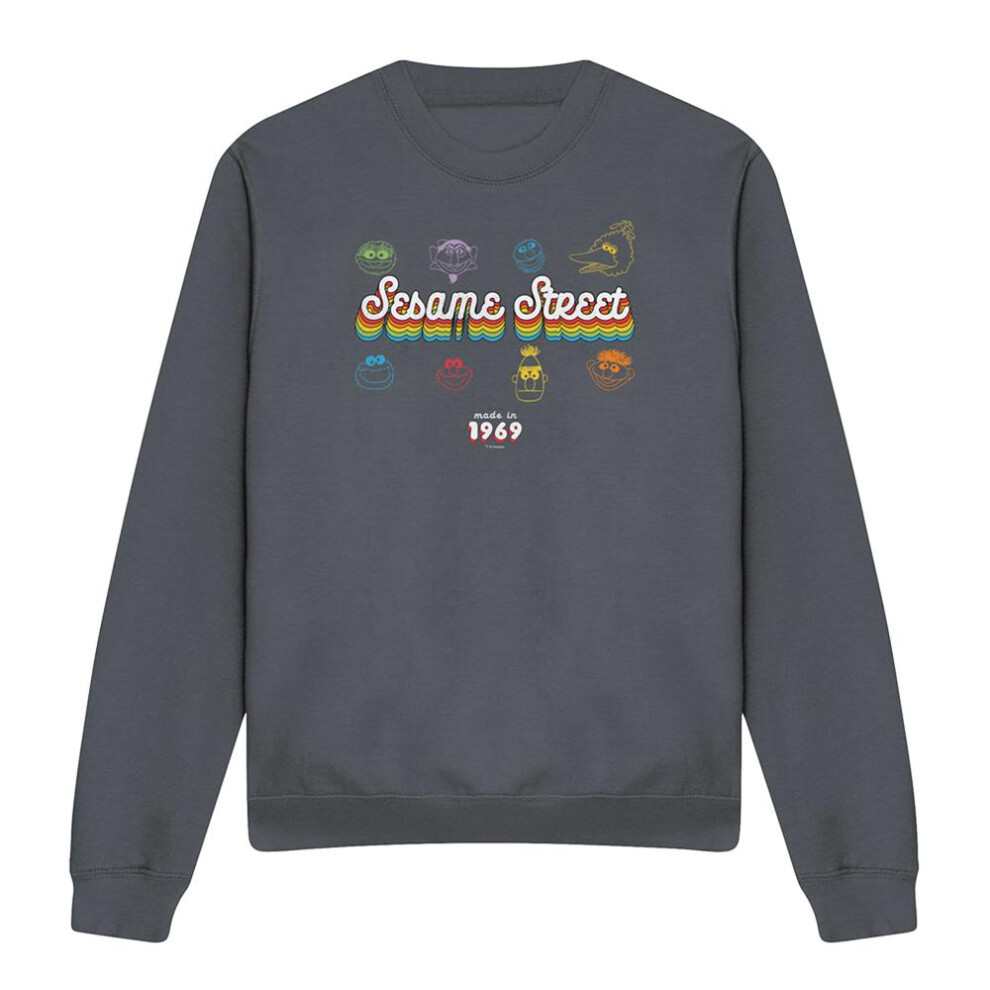 Sesame Street (Xl, Charcoal) Unisex Adult Made In 1969 Sweatshirt Multicoloured