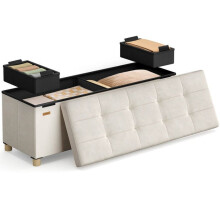Banco de armazenamento - HELLOSHOP26 - Cubo dobrável - Veludo bege - 112 litros - 300 kg