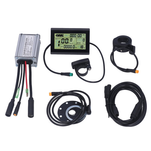 Controlador de voltagem compatível com bicicletas elétricas: 36V a 48V, com display LCD, motor brushless, proteção de bateria e função de luz